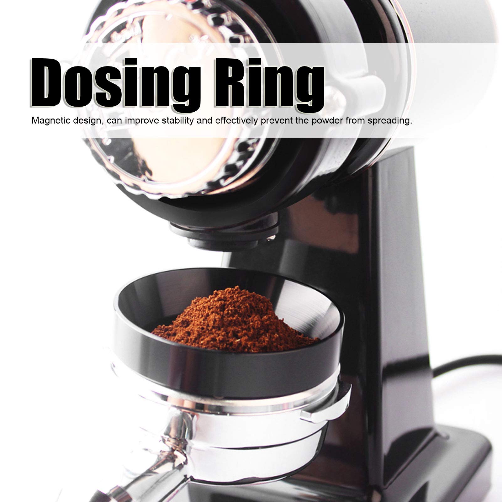 Dosing Rings Aluminum Coffee Powder Dosing Rings Funnel With Magnetic Replacement Coffee Maker Accessory Black(51Mm)